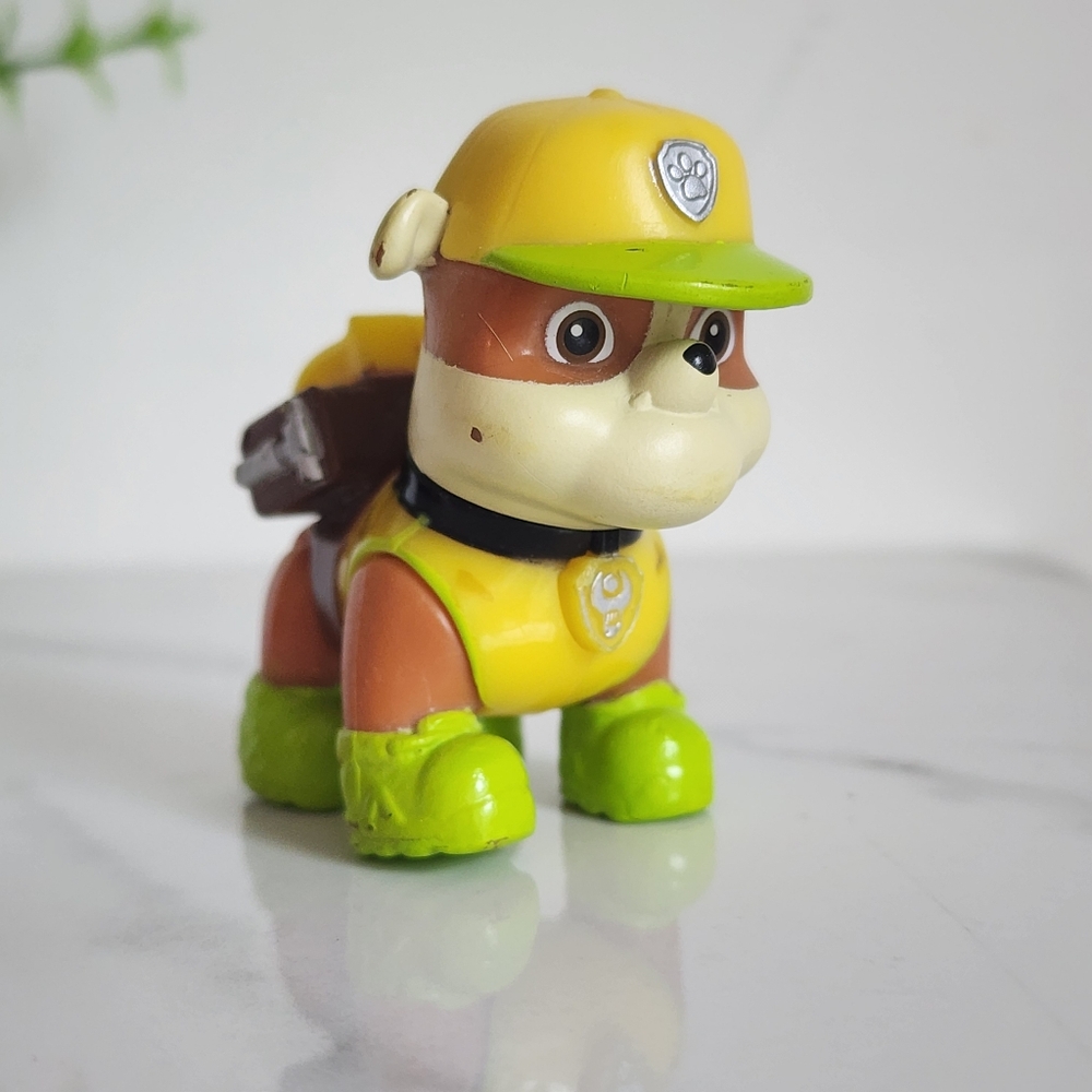 Paw Patrol Rubble Figure With Neon Green Boots Pup Toy 🐶🐾🏗💚